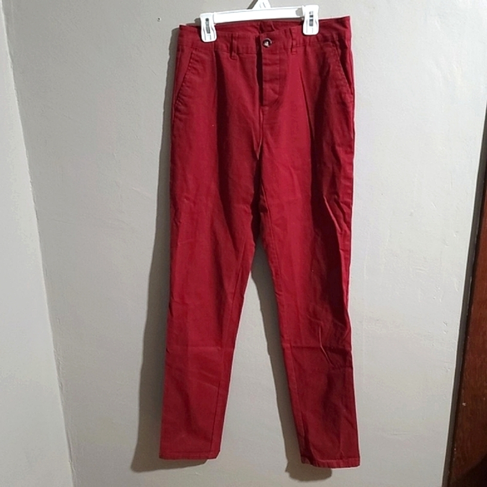 ASOS EUC Red Slim Fit Dress Trouser Pants 97% Cotton - Men's TALL SIZE 30x36